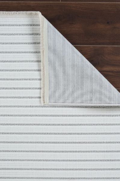 Origami Serisi Beyaz Gri Yumuşak Dokulu Makine Halısı AP-6931