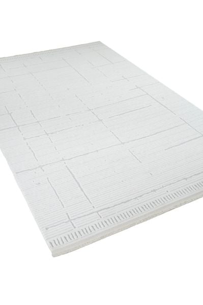 Origami Serisi Beyaz Gri Yumuşak Dokulu Makine Halısı AP-6941