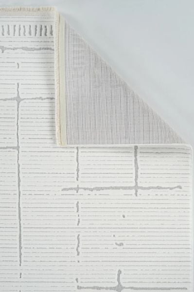 Origami Serisi Beyaz Gri Yumuşak Dokulu Makine Halısı AP-6941