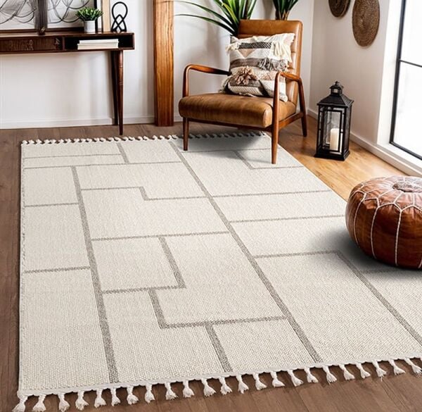 Amore Serisi Krem Gri Bukle Dokuma Halı EF007A