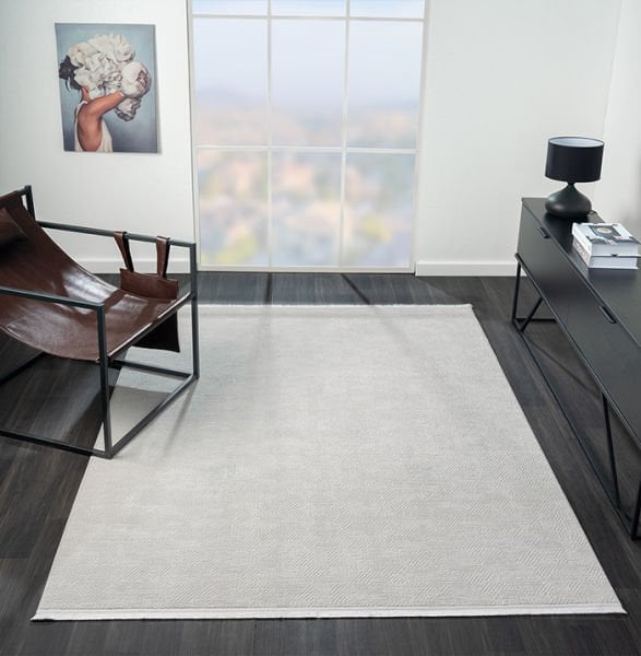 Quatro Serisi Ekru Renk Antialerjik İnce Makine Halısı QU009A