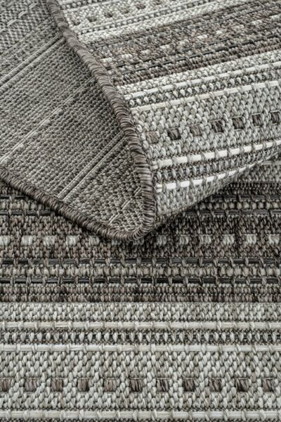 Craft Serisi Antrasit Etnik Desen Hasır Dokulu Halı S-0458