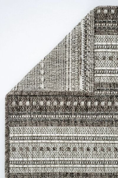 Craft Serisi Antrasit Etnik Desen Hasır Dokulu Halı S-0458