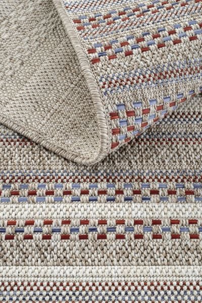 Craft Serisi Bordo Etnik Desen Hasır Dokulu Halı S-0459