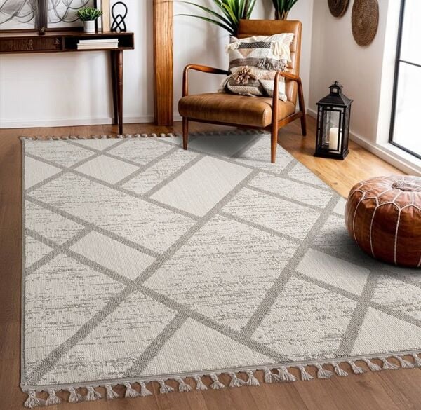 Amore Serisi Krem Gri Bukle Dokuma Halı EF009A