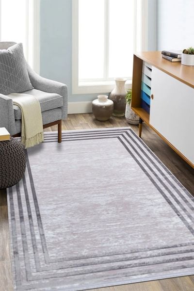 Moon Serisi Gri Renk Modern Yıkanabilir Dokuma Halı 120x180