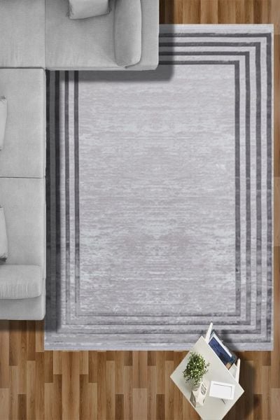 Moon Serisi Gri Renk Modern Yıkanabilir Dokuma Halı 120x180