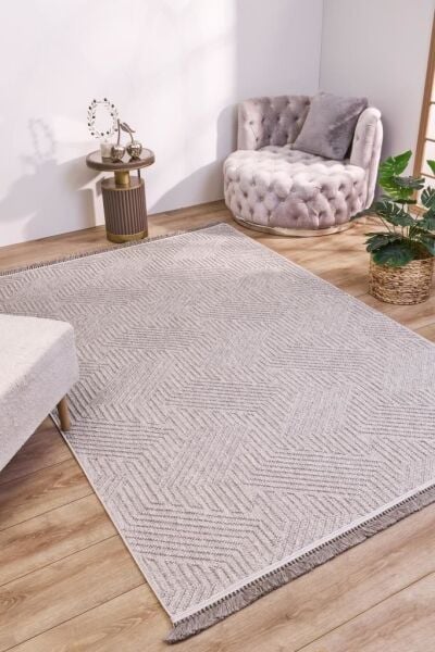 Amore Serisi Gri Yumuşak Makine Halısı AP-8581