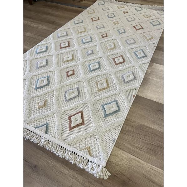 Mabel Serisi Renkli Kaymaz Tabanlı Antibakteriyel Makine Halısı L-5458