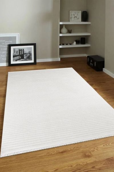 Mabel Serisi Krem Renk Kaymaz Antibakteriyel Makine Halısı EN-9213