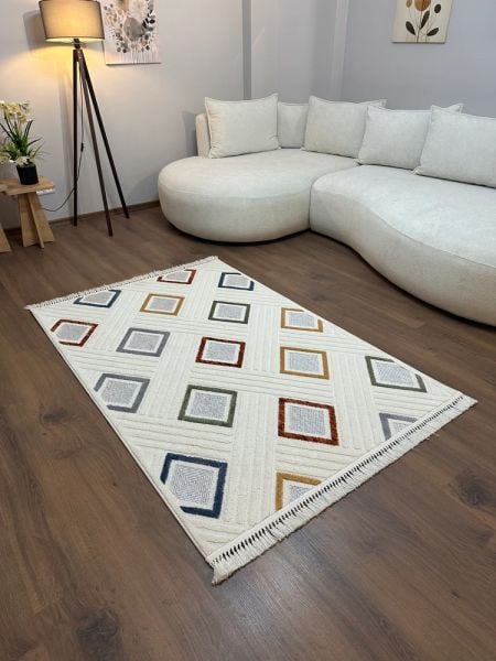 Renk Serisi Multi Renk Yumuşak Modern Makine Halısı GA-3016