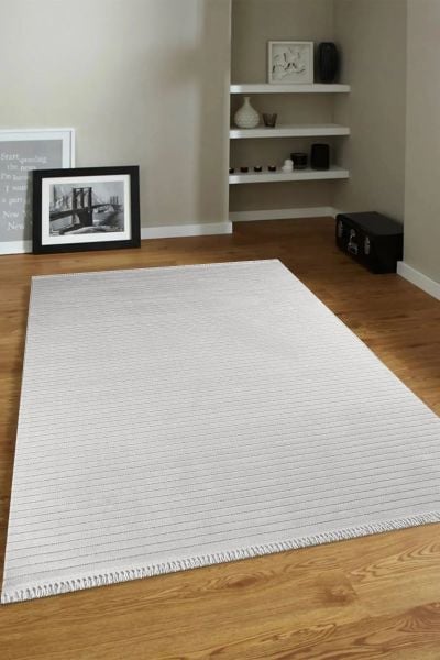 Mabel Serisi Gri Renk Kaymaz Antibakteriyel Makine Halısı EN-9215