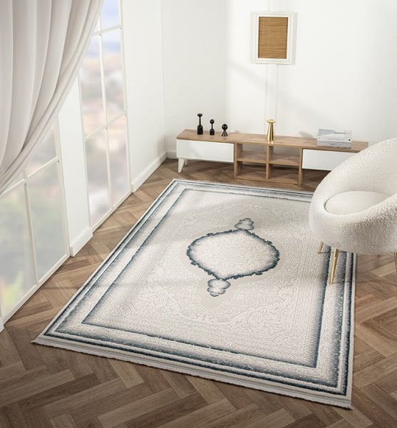 Feel Serisi Akrilik Yüksek Kalite Mavi Renk Makine Halısı FL001M