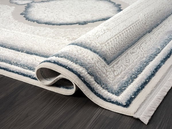 Feel Serisi Akrilik Yüksek Kalite Mavi Renk Makine Halısı FL001M