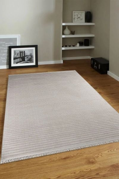 Mabel Serisi Bej Renk Kaymaz Antibakteriyel Makine Halısı EN-9216