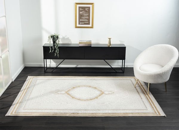 Feel Serisi Akrilik Yüksek Kalite Gold Renk Makine Halısı FL001S