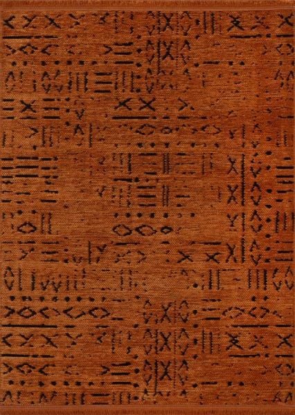 Pena Serisi Kiremit Renk Yıkanabilir Desenli Şönil Dokuma Halı GA-0308