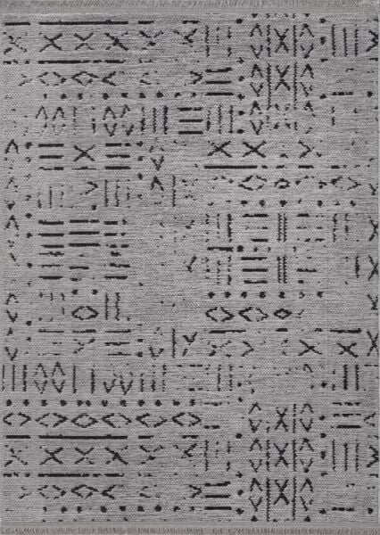 Pena Serisi Gri Renk Yıkanabilir Desenli Şönil Dokuma Halı GA-0310