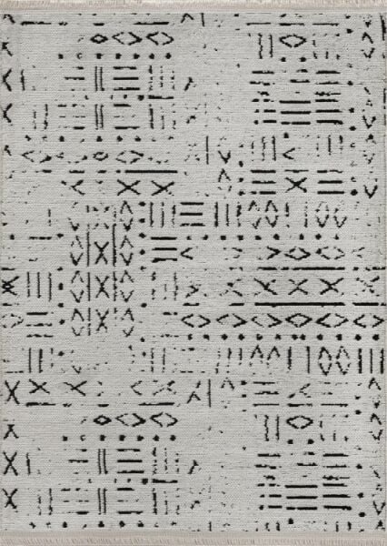 Pena Serisi Beyaz Renk Yıkanabilir Desenli Şönil Dokuma Halı GA-0312