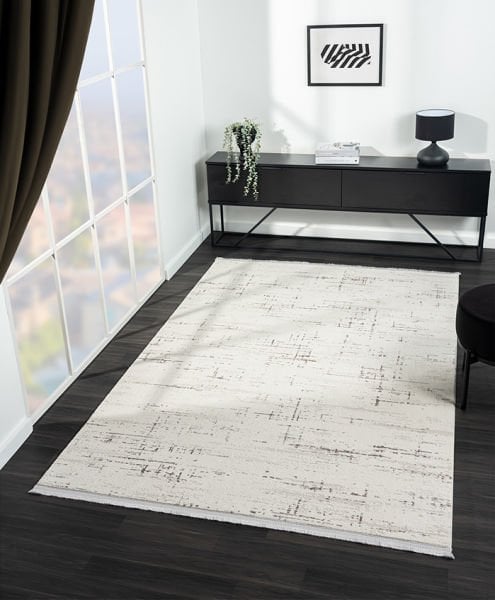 Feel Serisi Akrilik Yüksek Kalite Gri Renk Makine Halısı FL004G