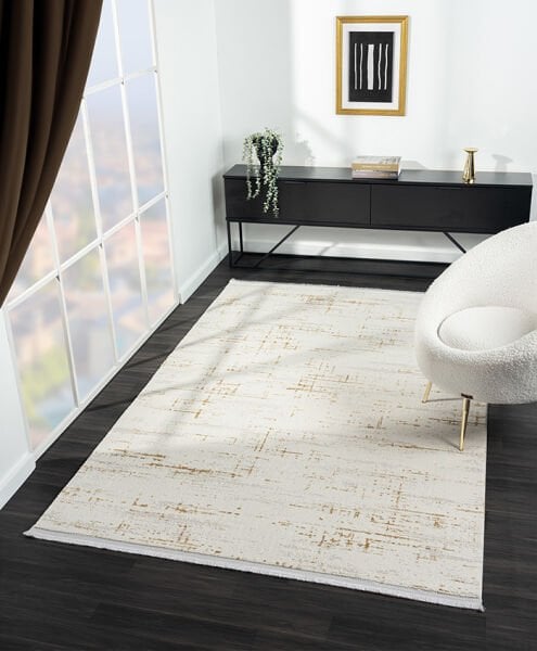 Feel Serisi Akrilik Yüksek Kalite Gold Renk Makine Halısı FL004S