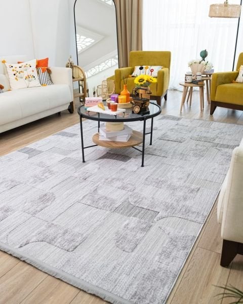 Globe Serisi Geometrik Gri Dokuma Makine Halısı C-7003