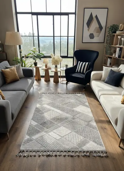 Pavia Serisi Gri Renk Kolay Temizlenen Hav Toz Vermez Halı T-19482