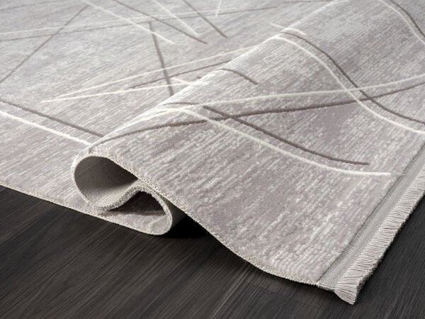 Feel Serisi Akrilik Yüksek Kalite Gri Bej Renk Makine Halısı FL006G