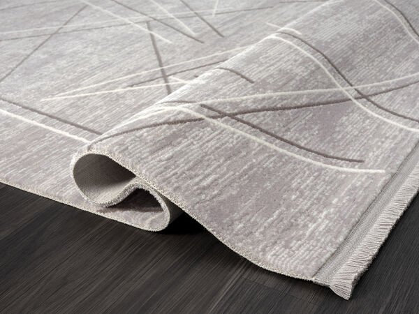 Feel Serisi Akrilik Yüksek Kalite Gri Bej Renk Makine Halısı FL006G