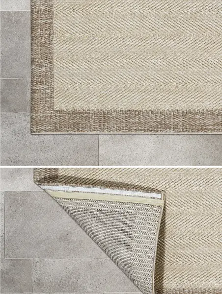 Sisal Serisi Vizon Renk Kaymaz Tabanlı Yıkanabilir Dokuma Halı T-Ar02