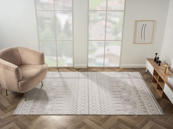 Feel Serisi Akrilik Yüksek Kalite Gri Renk Makine Halısı FL007A