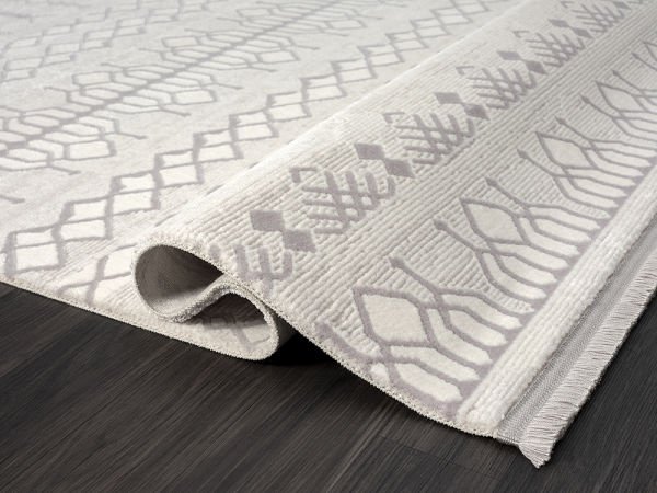 Feel Serisi Akrilik Yüksek Kalite Gri Renk Makine Halısı FL007A