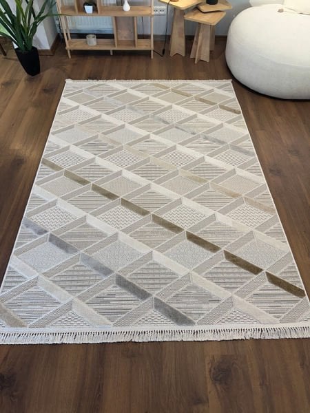 Alessa Serisi Bej İskandinav Modern Dokuma Halı T-PE01