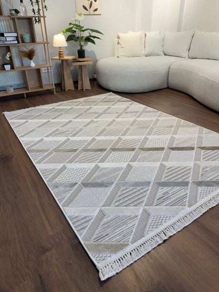 Alessa Serisi Bej İskandinav Modern Dokuma Halı T-PE01