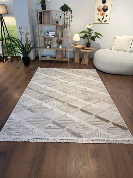 Alessa Serisi Bej İskandinav Modern Dokuma Halı T-PE01