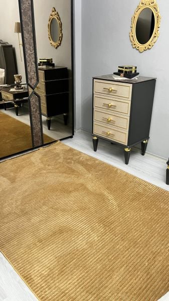 Ada Serisi Hardal Renk Yıkanabilir Şönil Dokuma Halı GA-3232