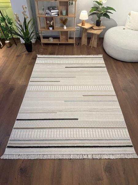 Alessa Serisi Bej İskandinav Modern Dokuma Halı T-PE03