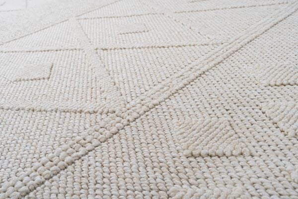 Craft Serisi Krem Renk Hasır Dokulu Dokuma Halı S-2337
