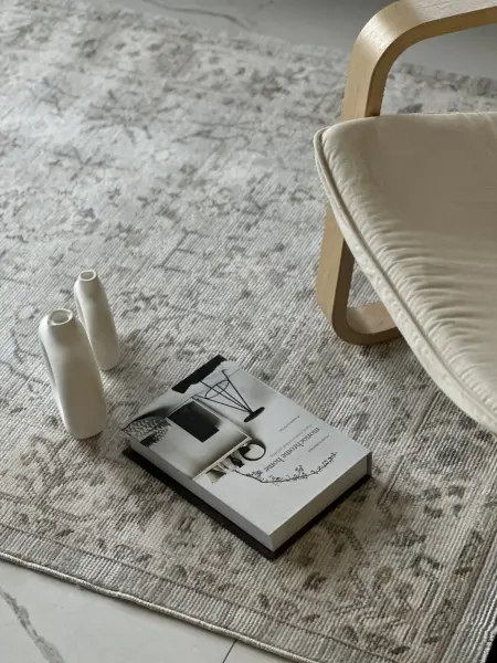 Vintage Serisi Bej Renk Dokuma Makine Halısı EM-E405