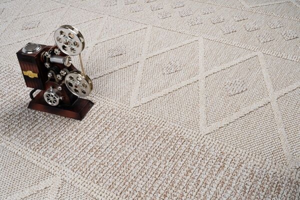 Craft Serisi Krem Bej Hasır Dokulu Dokuma Halı S-2338