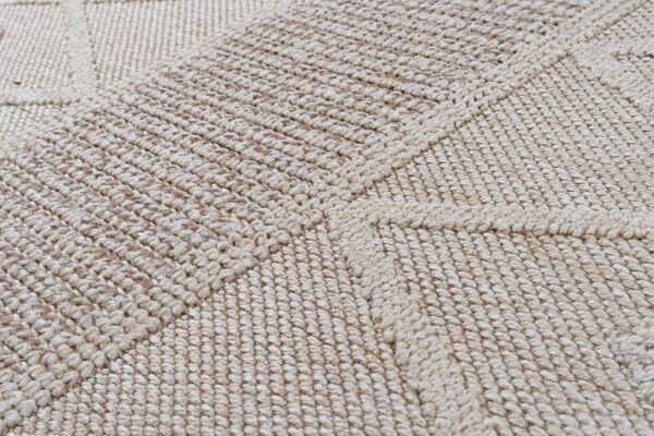 Craft Serisi Krem Bej Hasır Dokulu Dokuma Halı S-2338