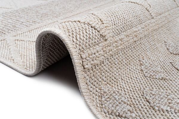 Craft Serisi Krem Bej Hasır Dokulu Dokuma Halı S-2338