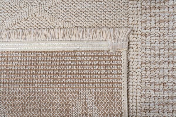 Craft Serisi Krem Bej Hasır Dokulu Dokuma Halı S-2338