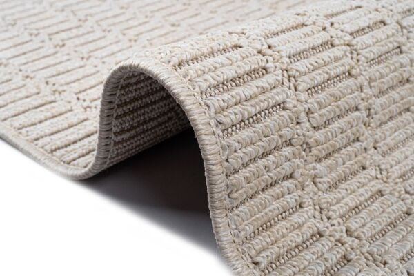 Craft Serisi Krem Renk Hasır Dokulu Dokuma Halı S-2339