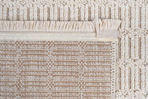 Craft Serisi Krem Renk Hasır Dokulu Dokuma Halı S-2339