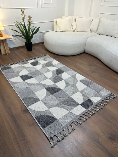 Pavia Serisi Gri Renk Kolay Temizlenen Hav Toz Vermez Halı T-19483