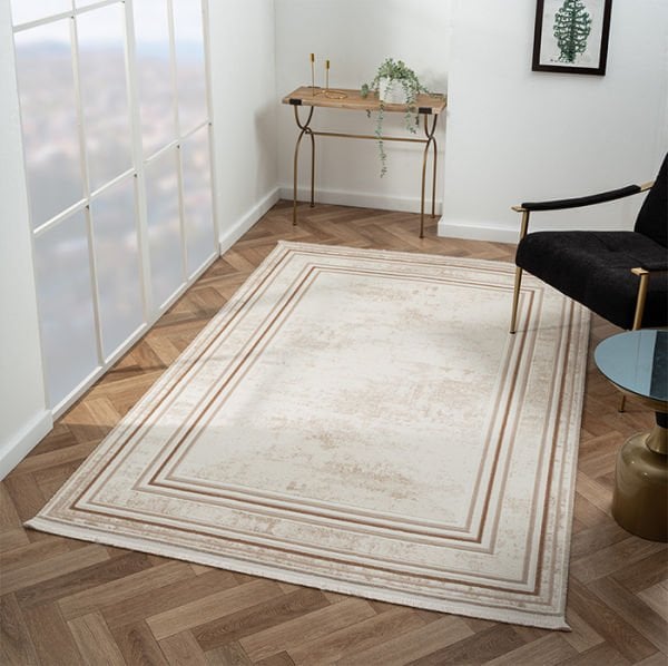 Scala Serisi Triko Akrilik Tozumaz Bej Renk Makine Halısı SC002B