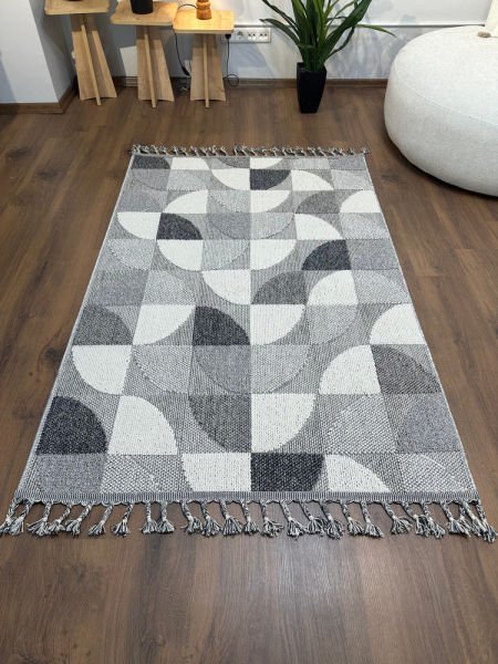 Pavia Serisi Gri Renk Kolay Temizlenen Hav Toz Vermez Halı T-19483