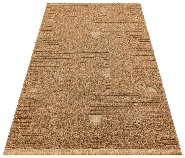 Craft Serisi Kahve Renk Hasır Dokulu Dokuma Halı S-2341