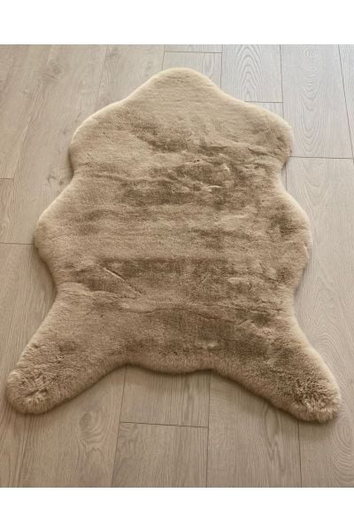 Tavşan Post Bej Renk Süet Taban Yıkanabilir Halı MS-31